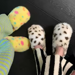 Zapatillas de casa mullidas de piel sintética calientes para niñas