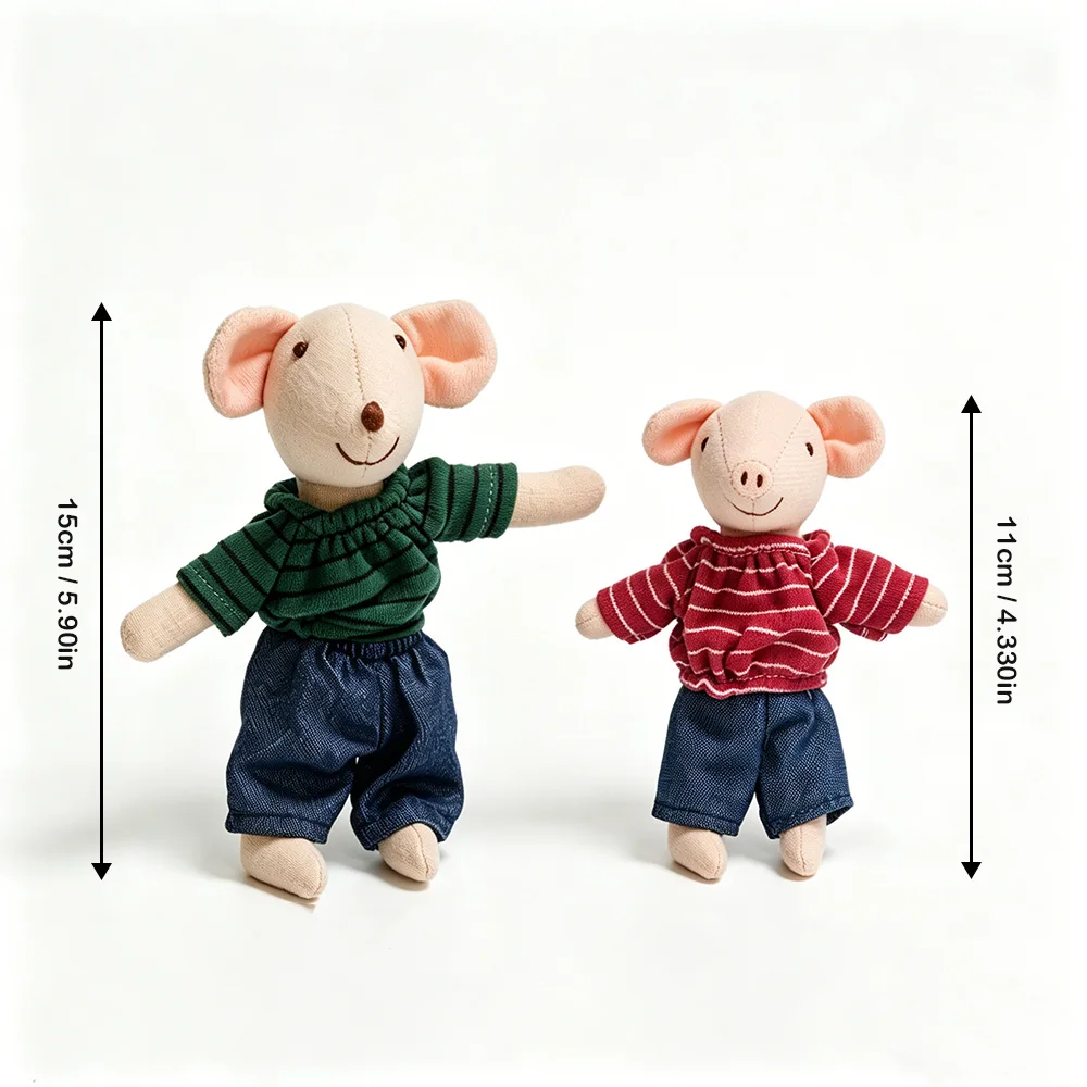Peluche cerdito y ratón suave para niños, regalo cumpleaños - imagen 3
