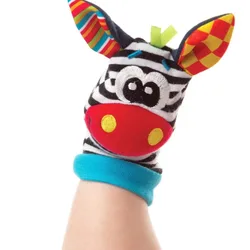 Calcetines con sonajero de animales para bebé, correa muñeca