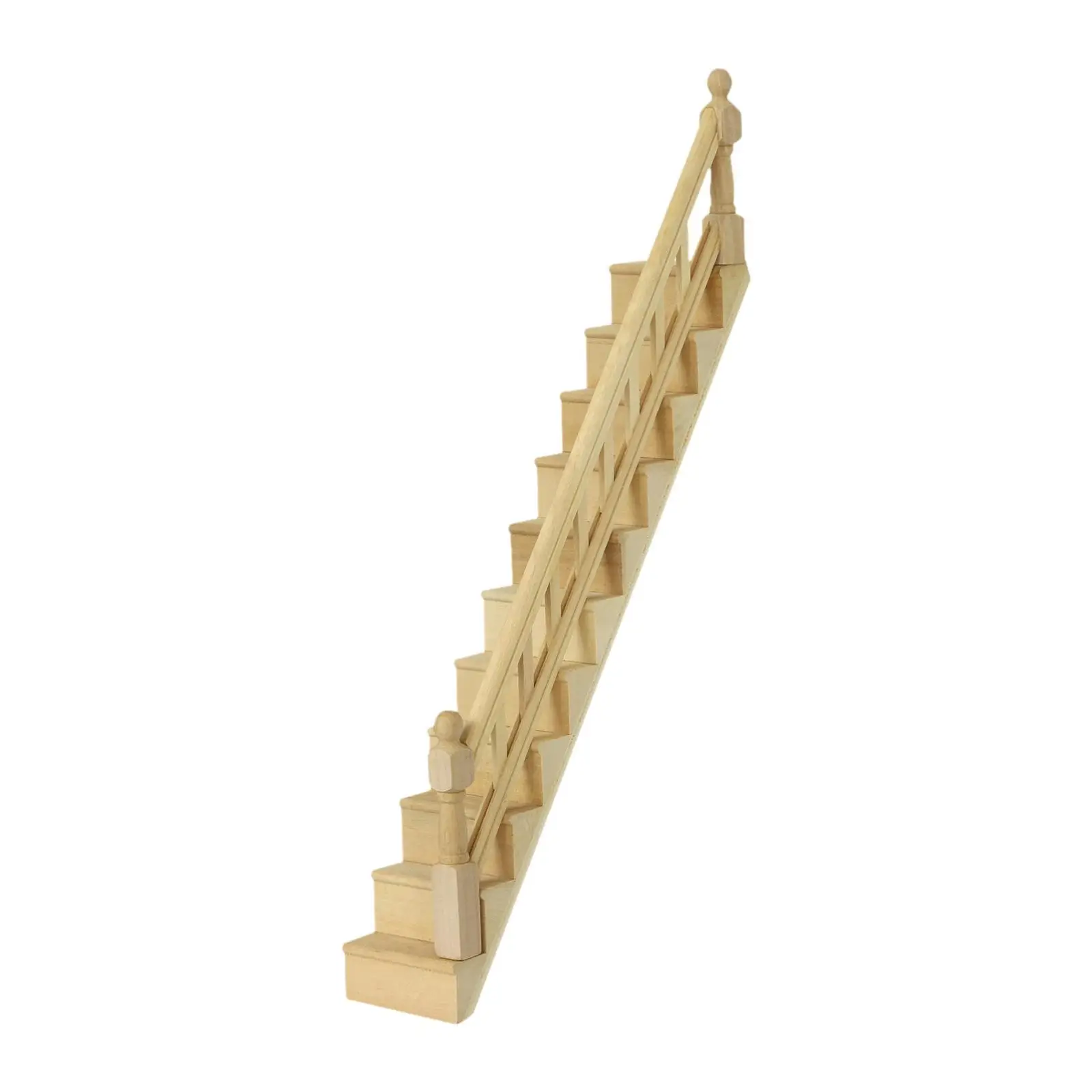 Escalera para casa de muñecas con pasamanos en madera - imagen 3