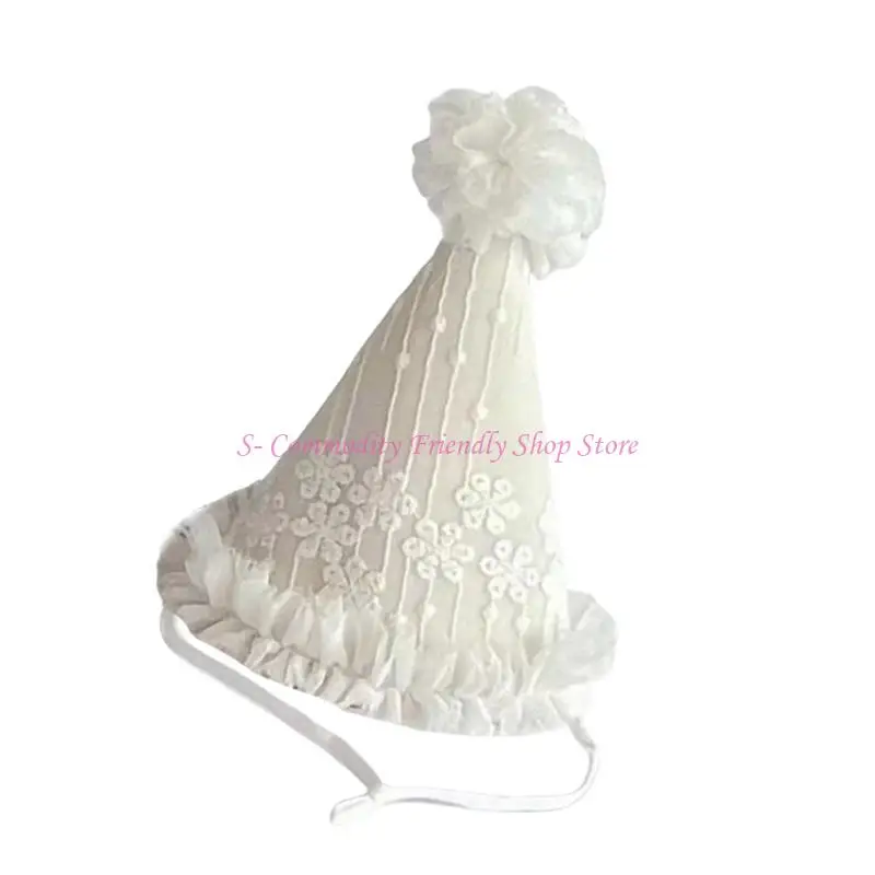 Sombrero para niños 85AE en tul blanco y rosa