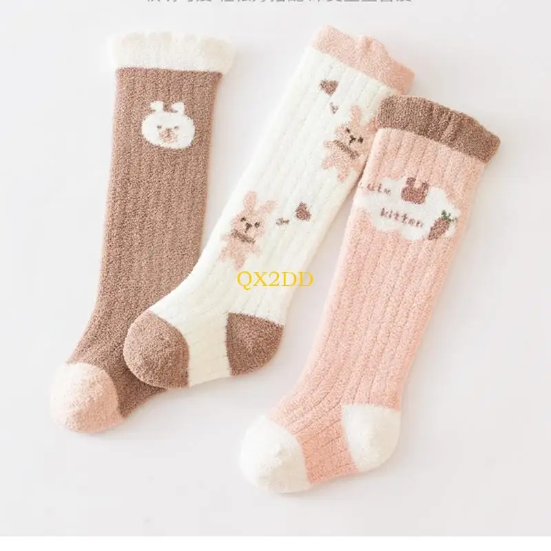 QX2D Calcetines altos para bebé hasta la rodilla con animales