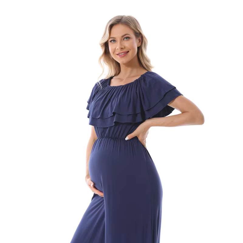 Vestido premamá lactancia talla grande para sesión de fotos embarazo - imagen 5