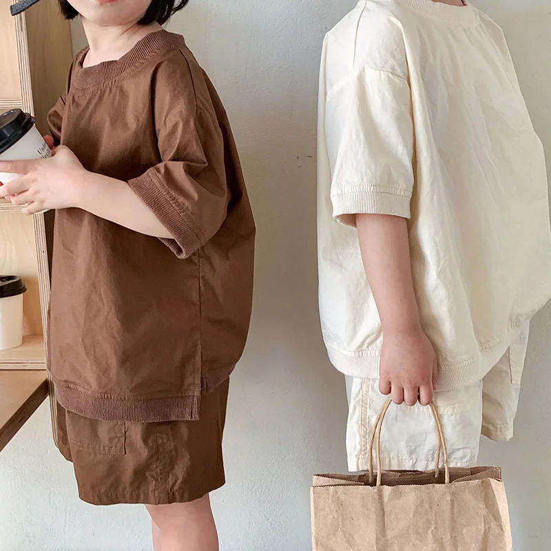 Milangel Conjunto algodón niño: pantalón corto y camiseta manga corta