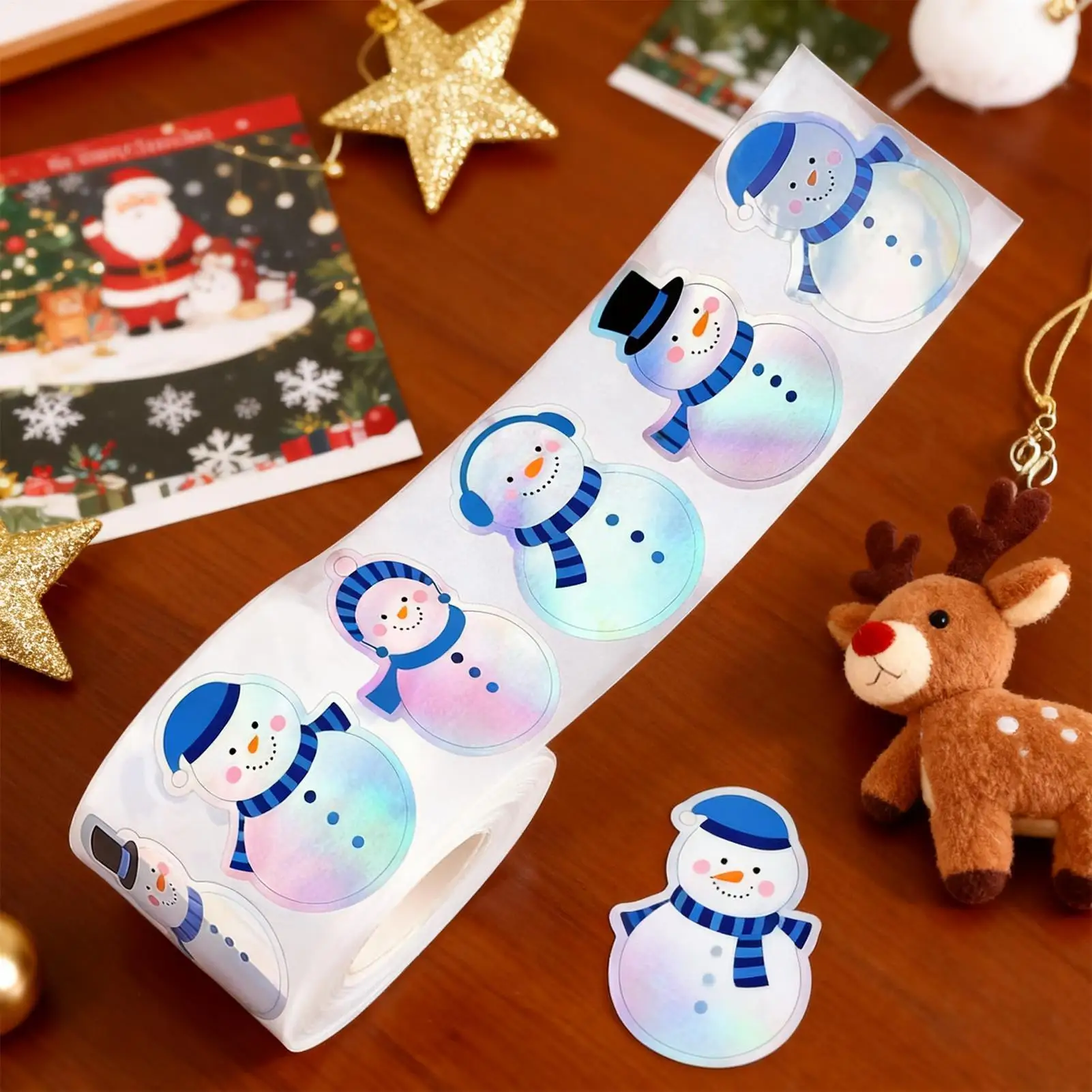 Pegatinas para sobres con muñeco de nieve, estilo invierno - imagen 3