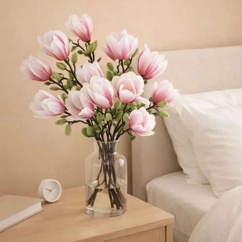 Ramo de magnolia artificial Real Touch de seda sin decoloración - imagen 4