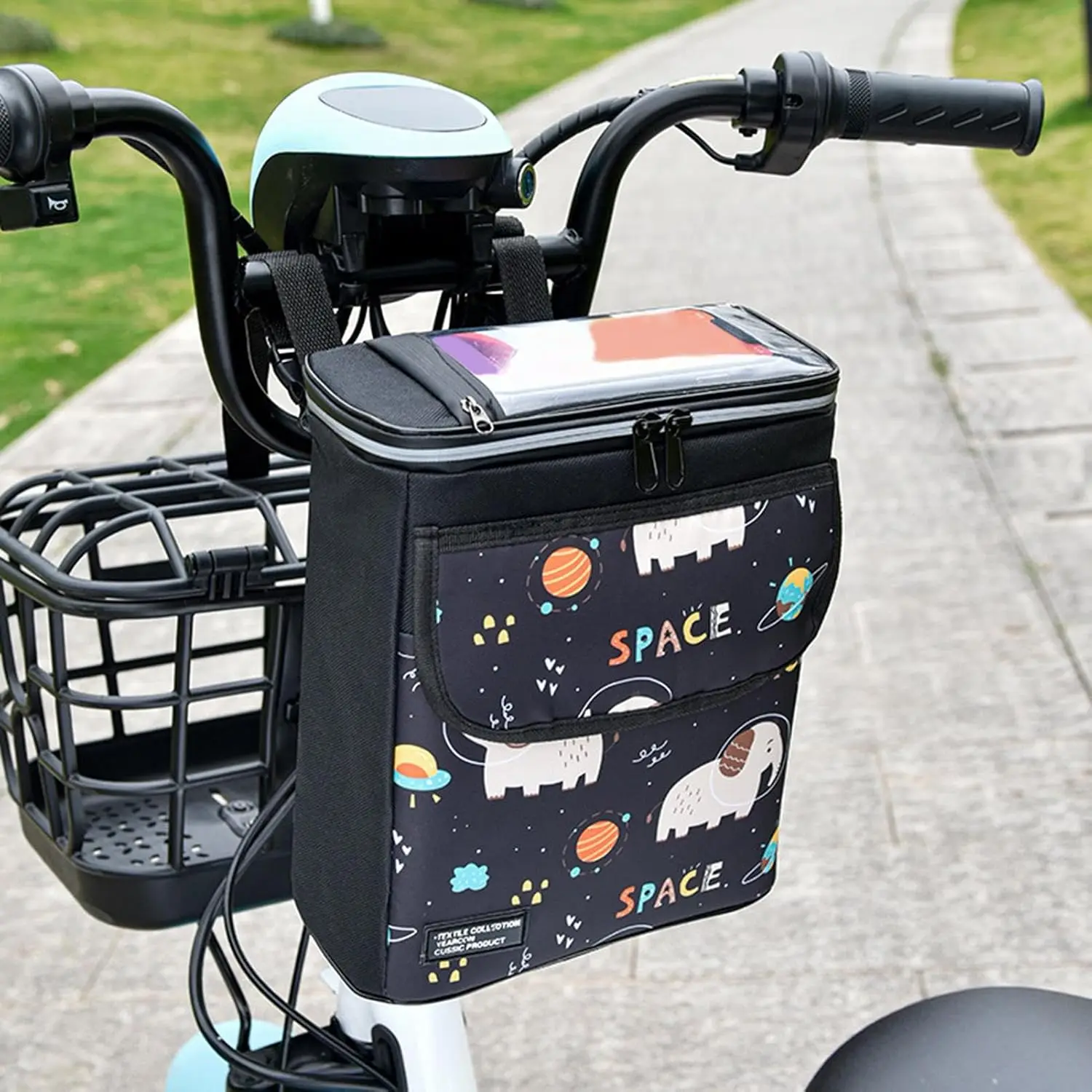Bolsa de manillar para scooter eléctrico con soporte de teléfono - imagen 4