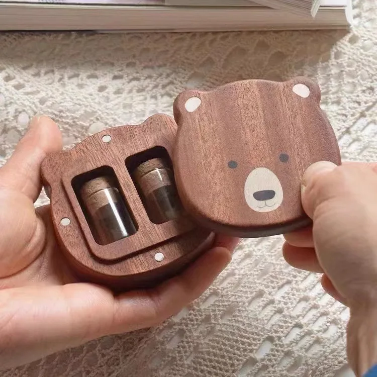 Caja dientes de leche en madera con osito para guardar - imagen 2