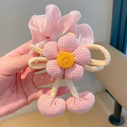 Scrunchie de pelo con bolita floral para coletas de niñas