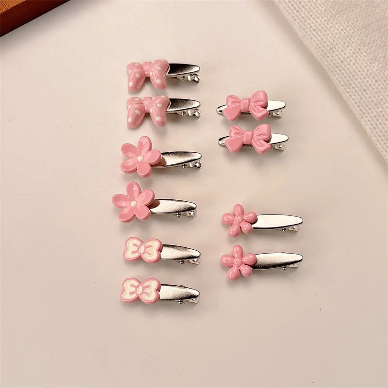 Pinza para el pelo estilo coreano con lazo floral rosa - imagen 4