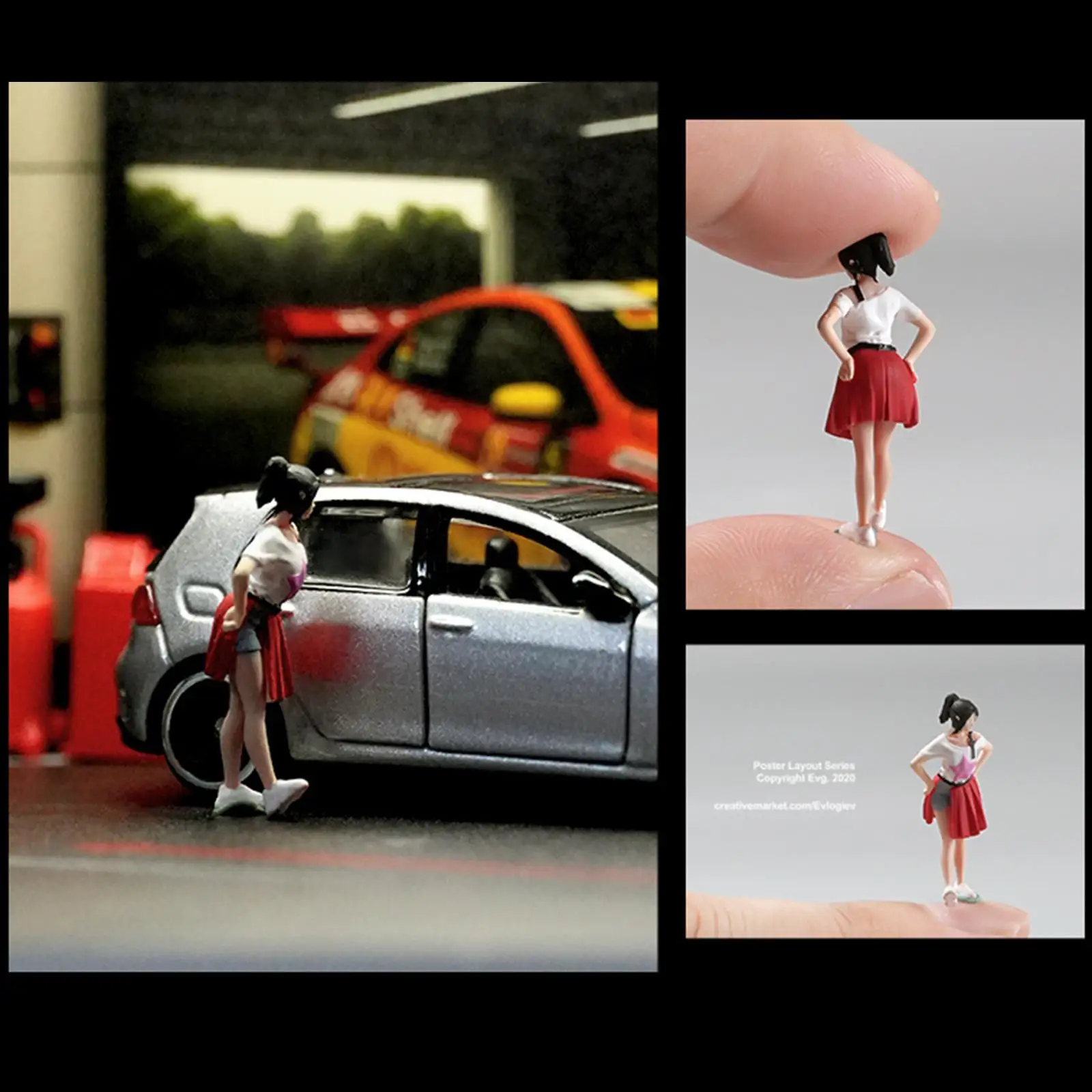 Figura de niña en miniatura de resina pintada a mano para dioramas - imagen 2