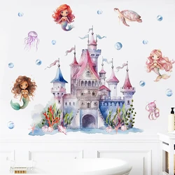 Vinilo decorativo submarino del castillo de sirena infantil