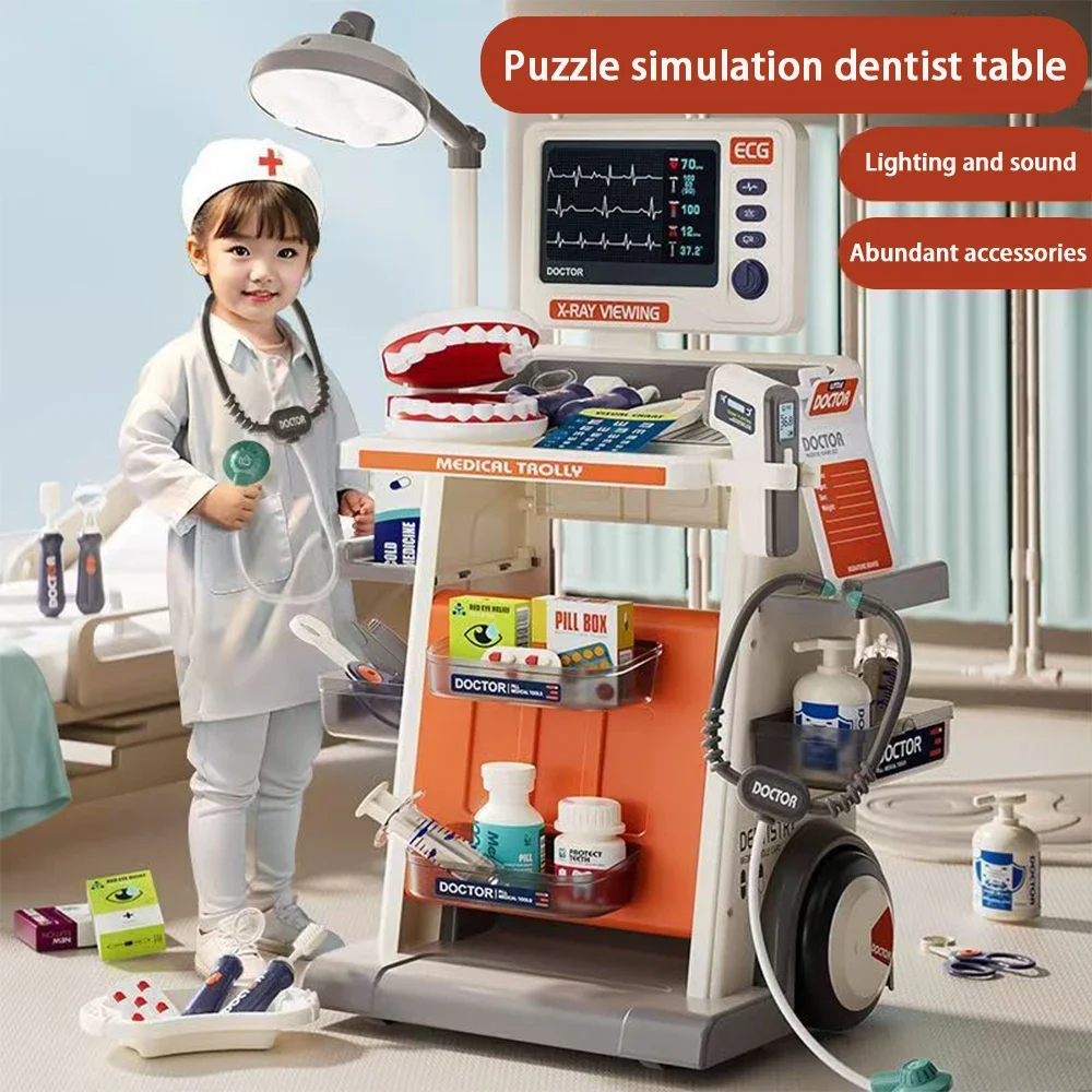 Juguete de dentista con carrito médico y estetoscopio de inyección - imagen 4