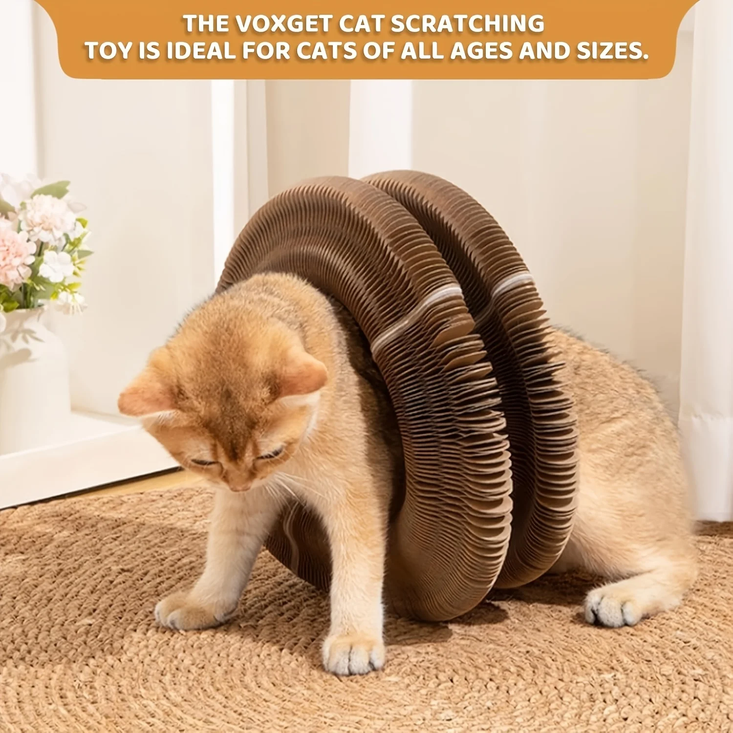 Tabla rascadora interactiva para gatos de interior con acordeón - imagen 2