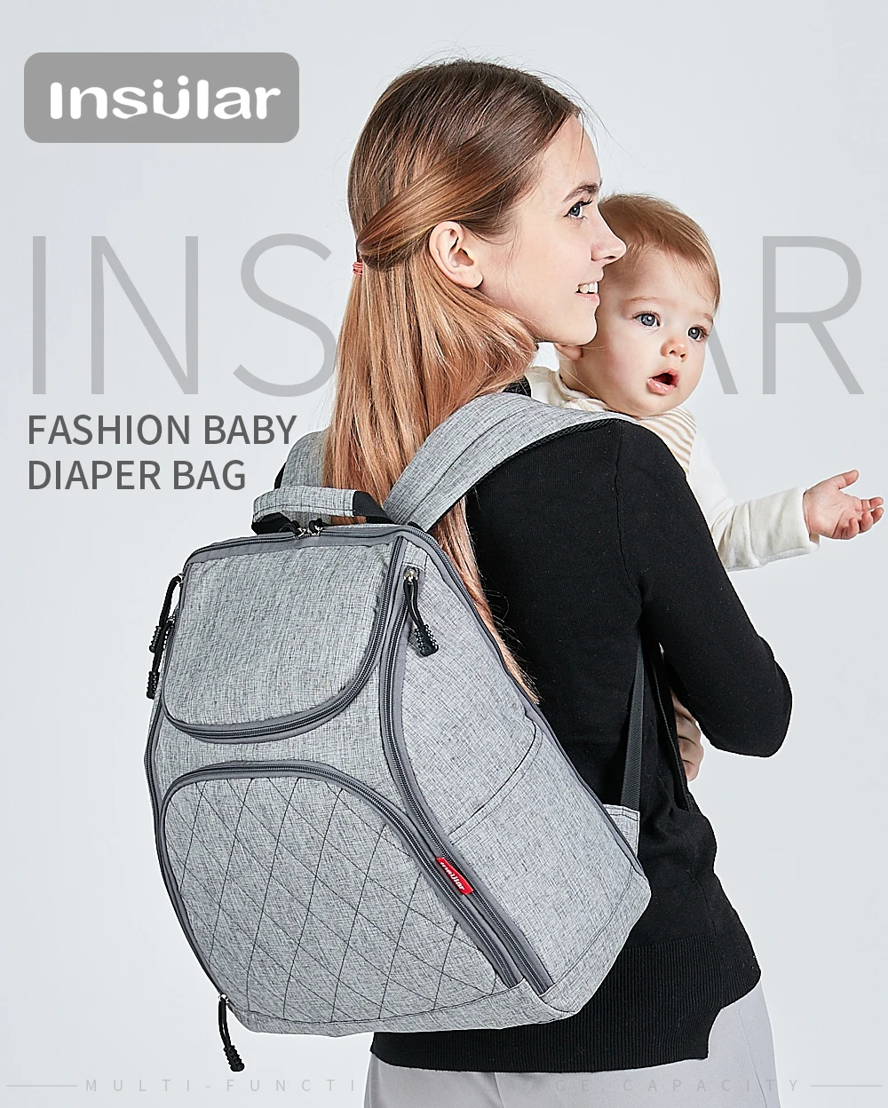 Mochila para pañales en uso