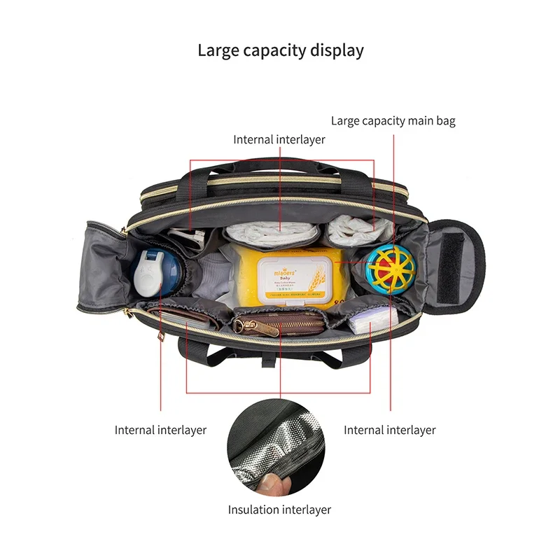 Bolsa maternal impermeable para cochecito – Gran capacidad - imagen 5