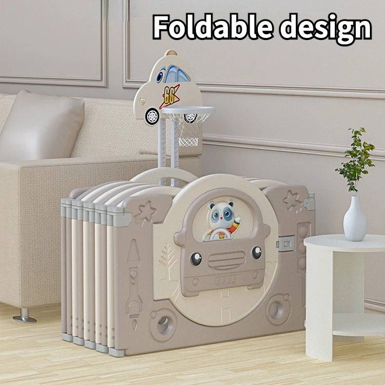 Parque infantil plegable con barrera redonda para gatear - imagen 3