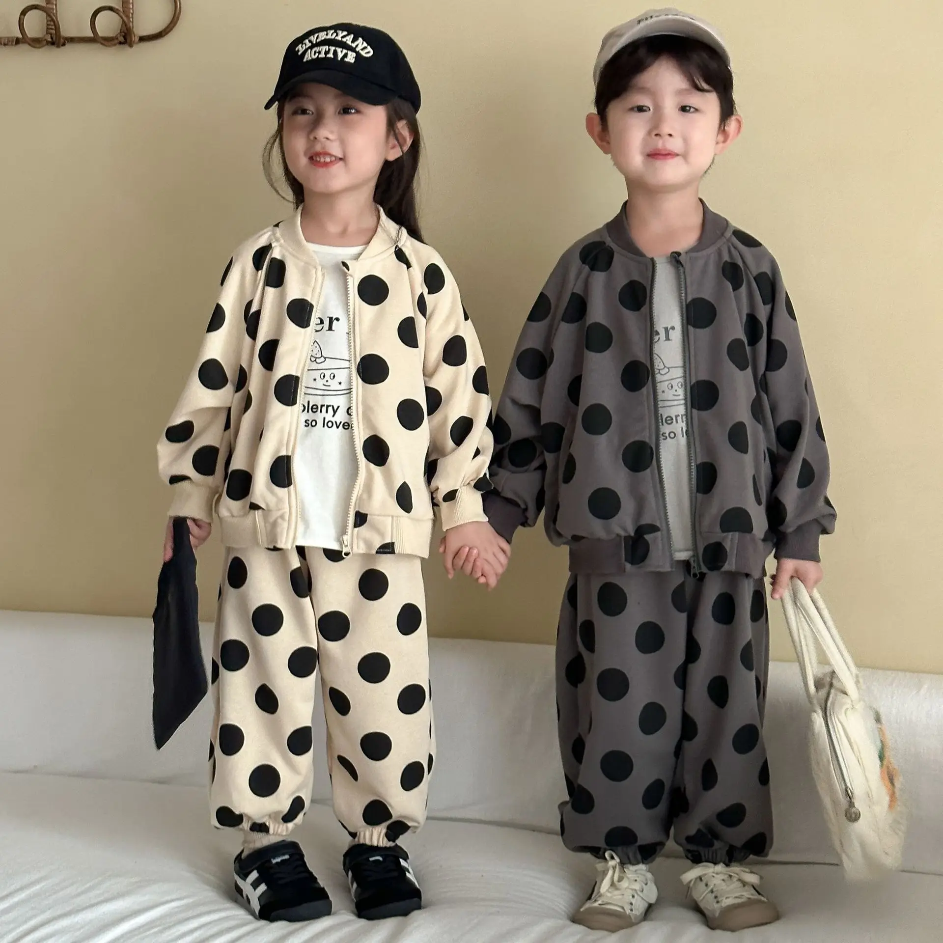 Conjunto bebé niña otoño: suéter lunares, camisa y pantalón algodón - imagen 2