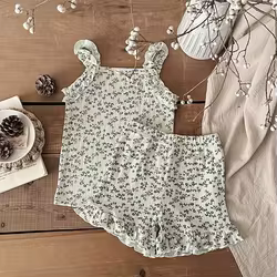 Conjunto floral bebé sin mangas con volantes 0-4 años