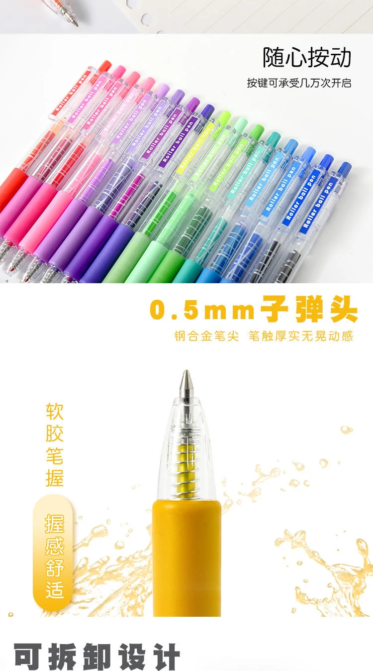 Pluma de gel Kawaii amarilla