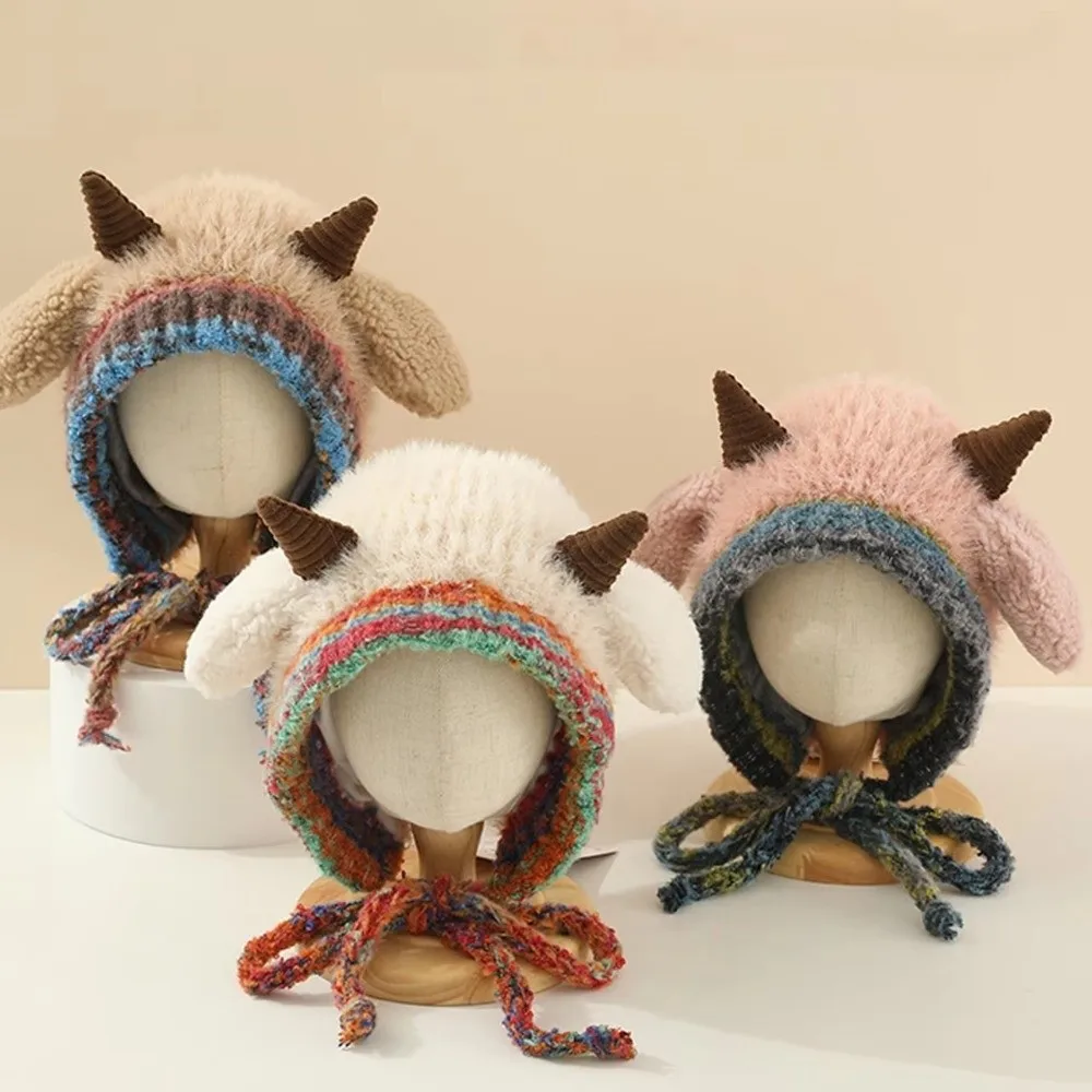 Gorro de invierno, lana tipo cordero con dibujos, cálido y ajustable - imagen 3