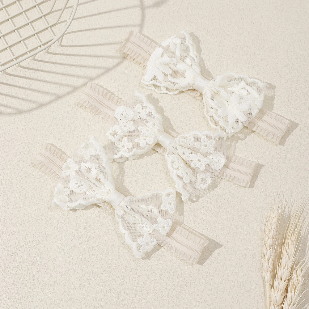 Diademas elásticas de encaje con lazo para bebé niña – Estilo turbante - imagen 3