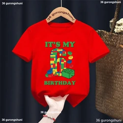 Camiseta de cumpleaños infantil negra y roja estampada