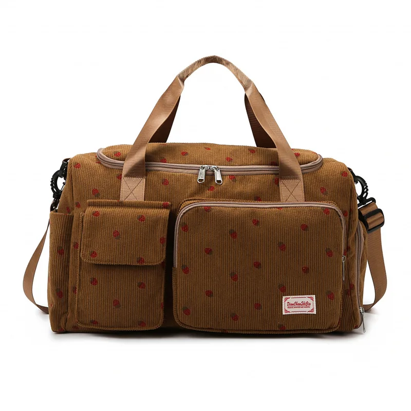 Bolsa de maternidad con fresas en pana, gran capacidad para pañales - imagen 2