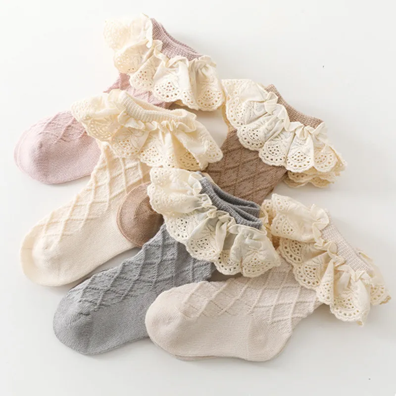 Calcetines de algodón con encaje floral para bebé 0-5 años - imagen 4