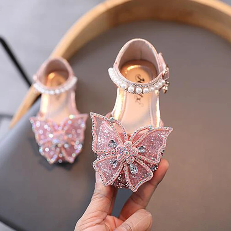Sandalias planas de verano para niña con lazo de strass y lentejuelas - imagen 5