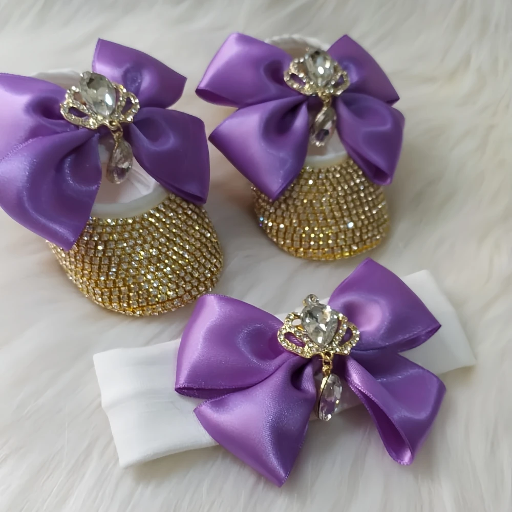Dollbling zapatos de bautizo de bebé con brillo de perlas - imagen 5