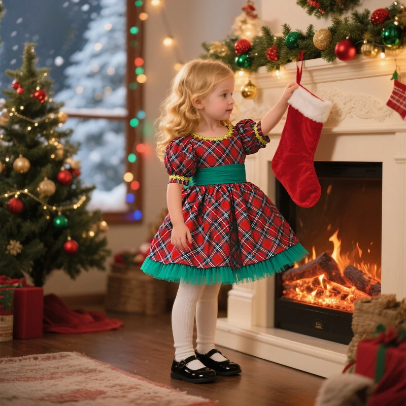 Vestido Navidad niña con lentejuelas y falda de tul - imagen 3