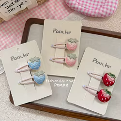 BB Clip de pelo bordado fresa para niña – Accesorio moda infantil