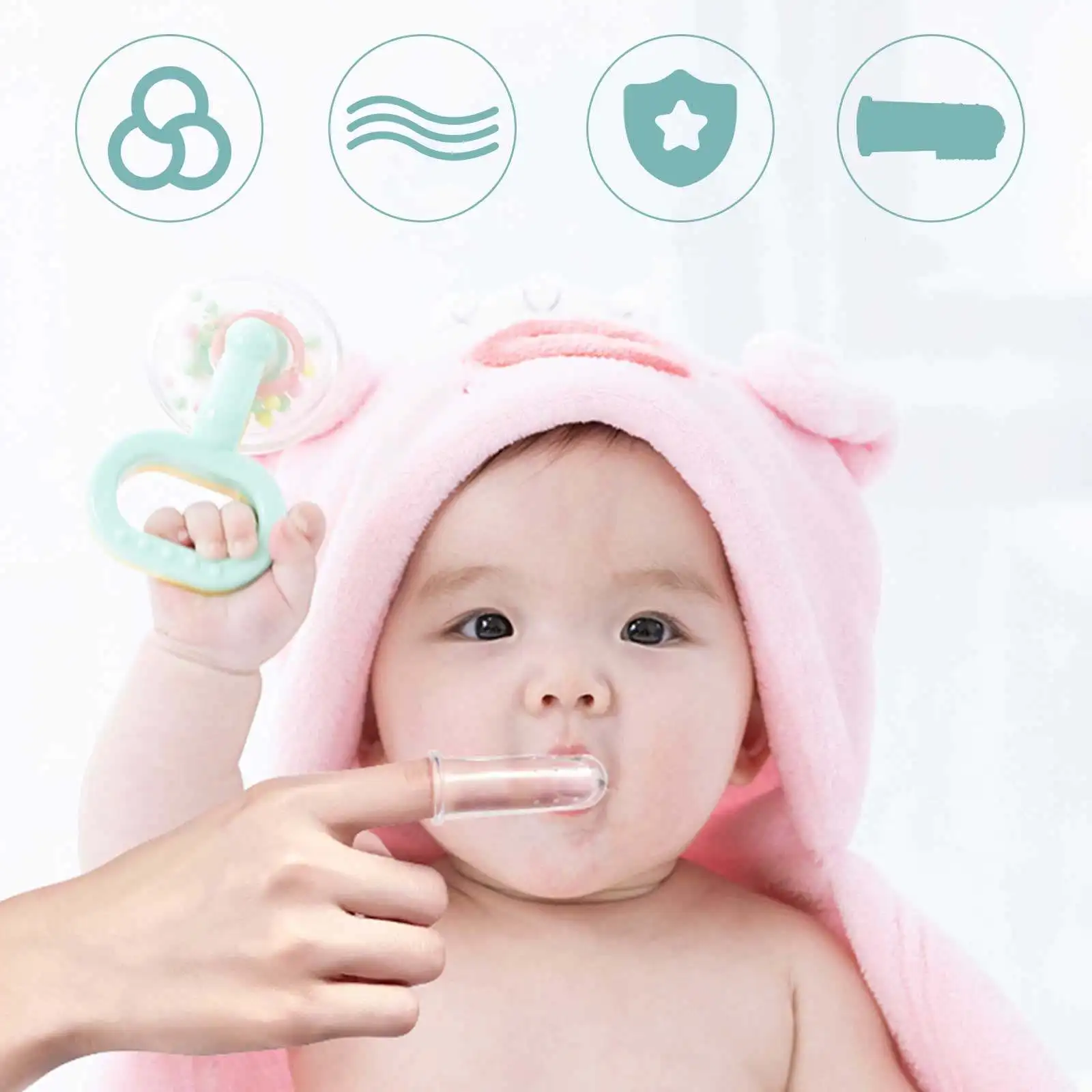 Cepillo dental de silicona para bebés y niños con agarre - imagen 4