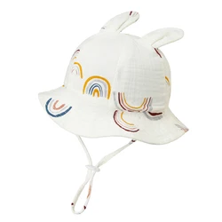 Sombrero de sol de muselina para bebé con dibujos tiernos