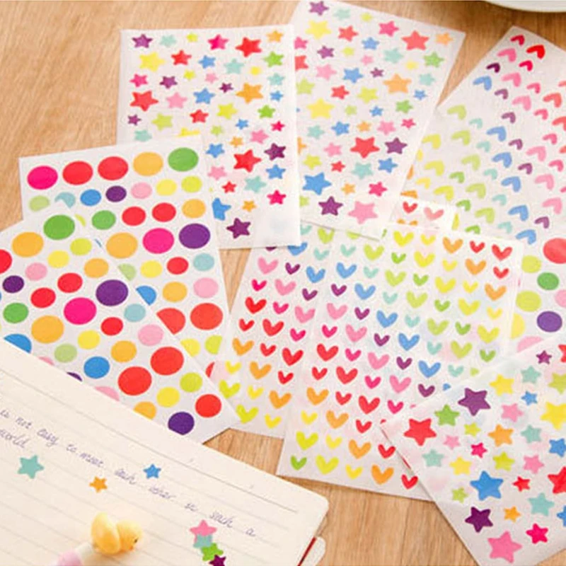 Pegatinas para niños de papel puntos corazones estrellas – Decoración - imagen 5
