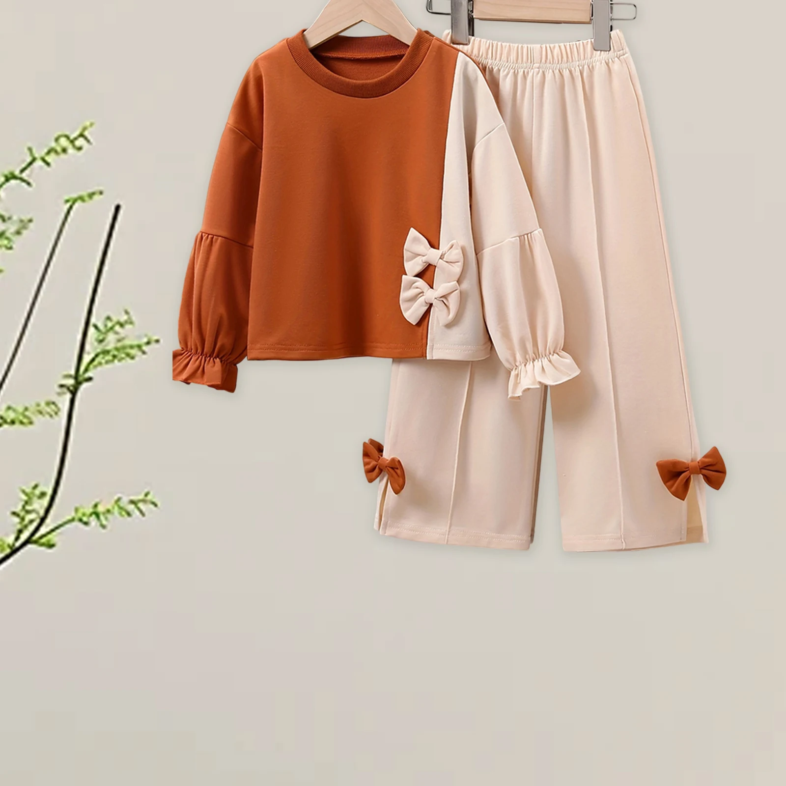 Conjunto para niña dos piezas con lazo y pantalón de otoño - imagen 2