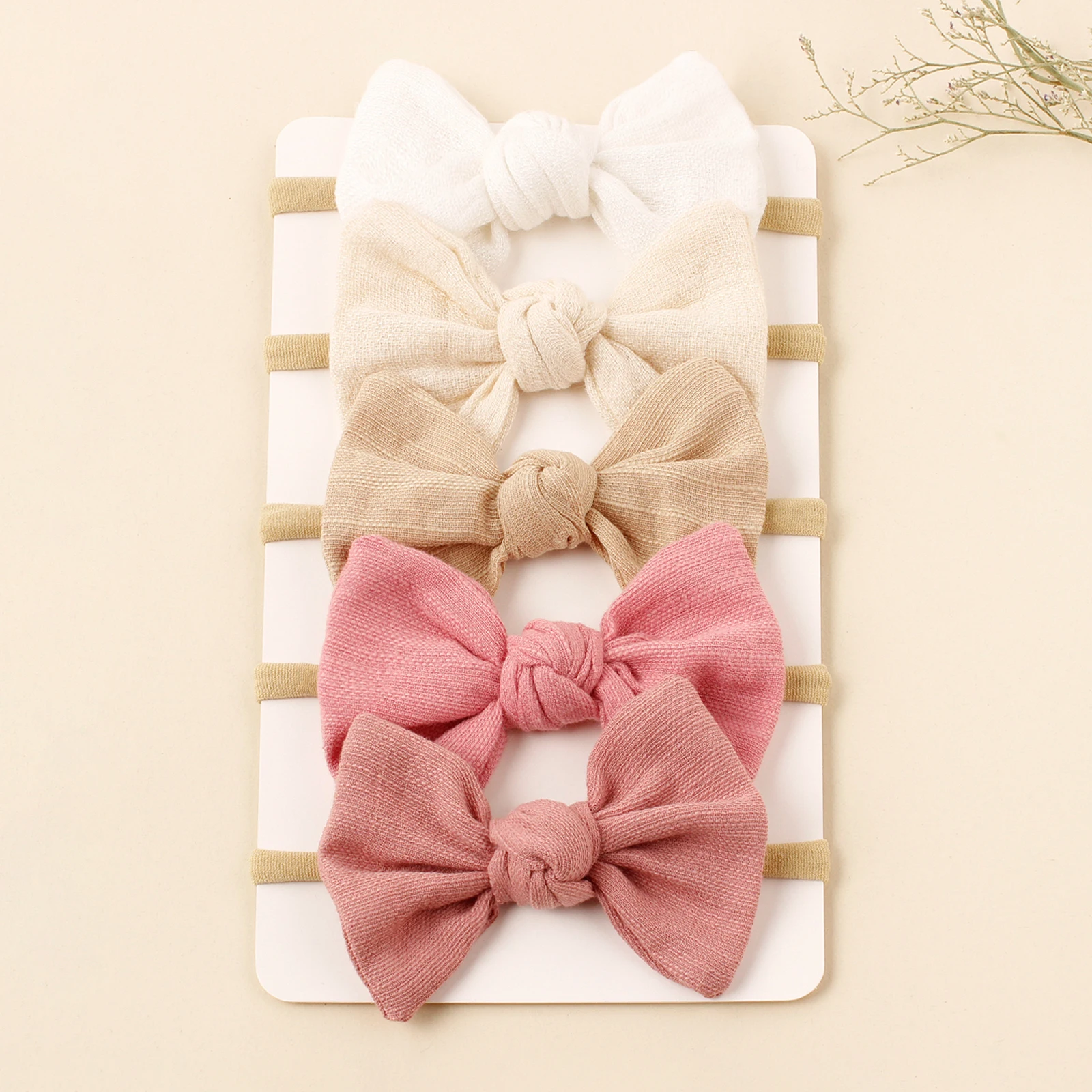 Diadema para bebé con lazo caramelo de nailon elástico suave - imagen 4