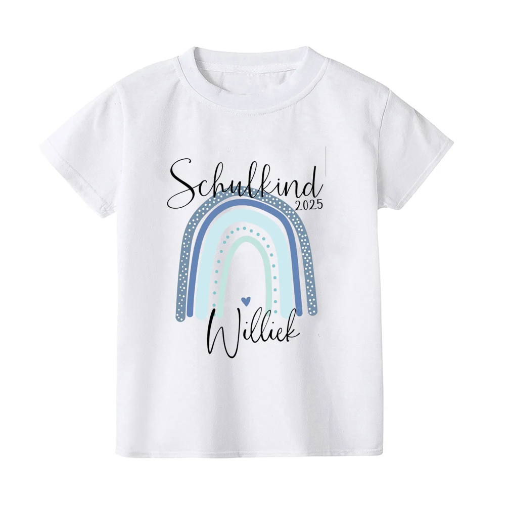 Camiseta escolar personalizada con nombre Arco Iris - Primer día - imagen 3