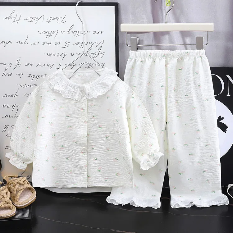 Pijama niña de manga larga floral – Conjunto suave de hogar - imagen 2