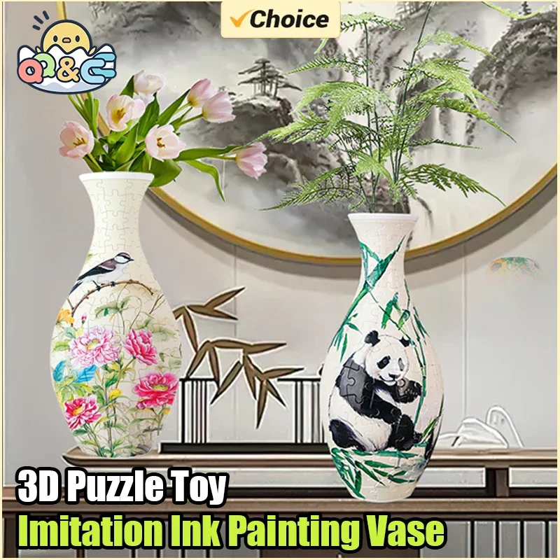Puzzle 3D de panda en florero – Juguete educativo infantil