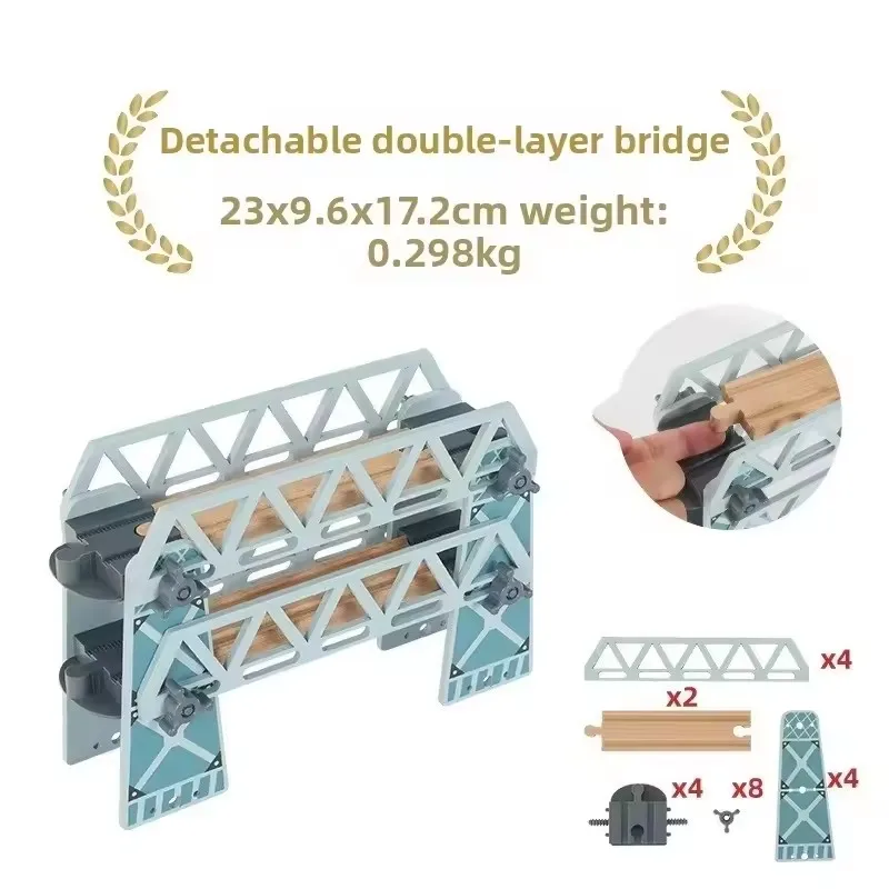 Accesorios de pistas de tren con puente de madera - imagen 2