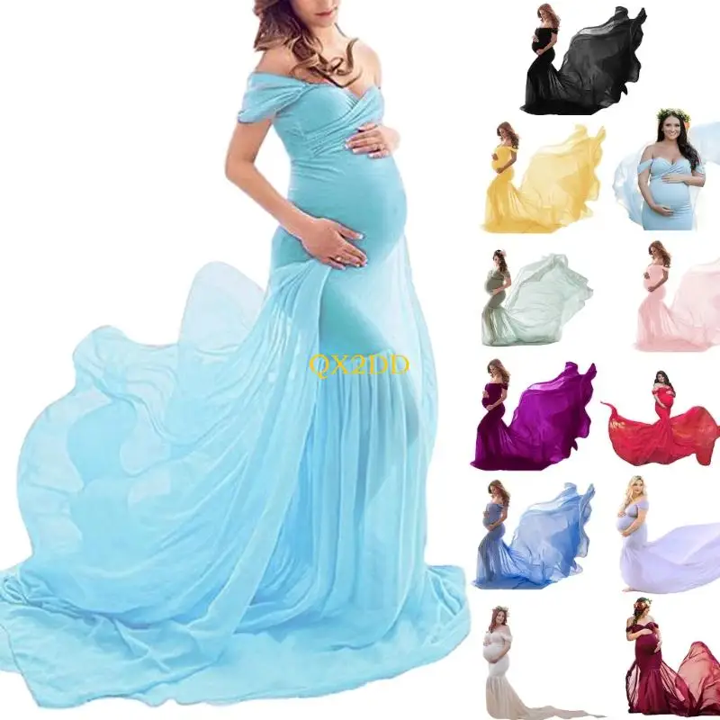 Vestido de maternidad acrílico en sesión de retrato