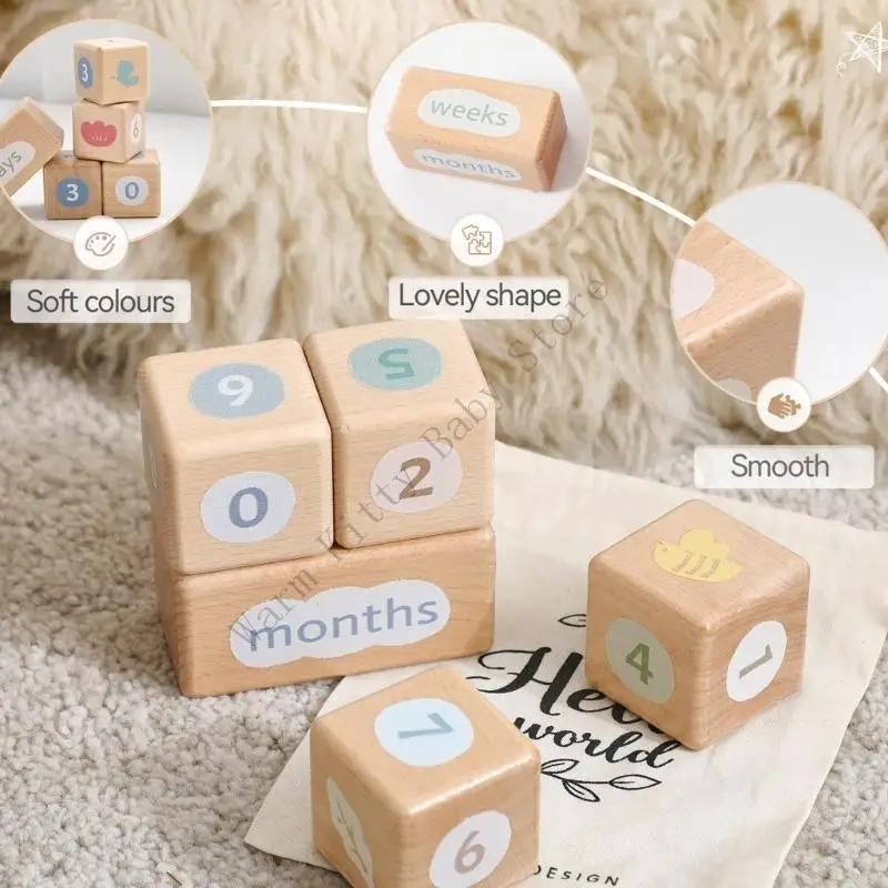 Bloques de crecimiento de madera para babies - Registro mensual de altura - imagen 3