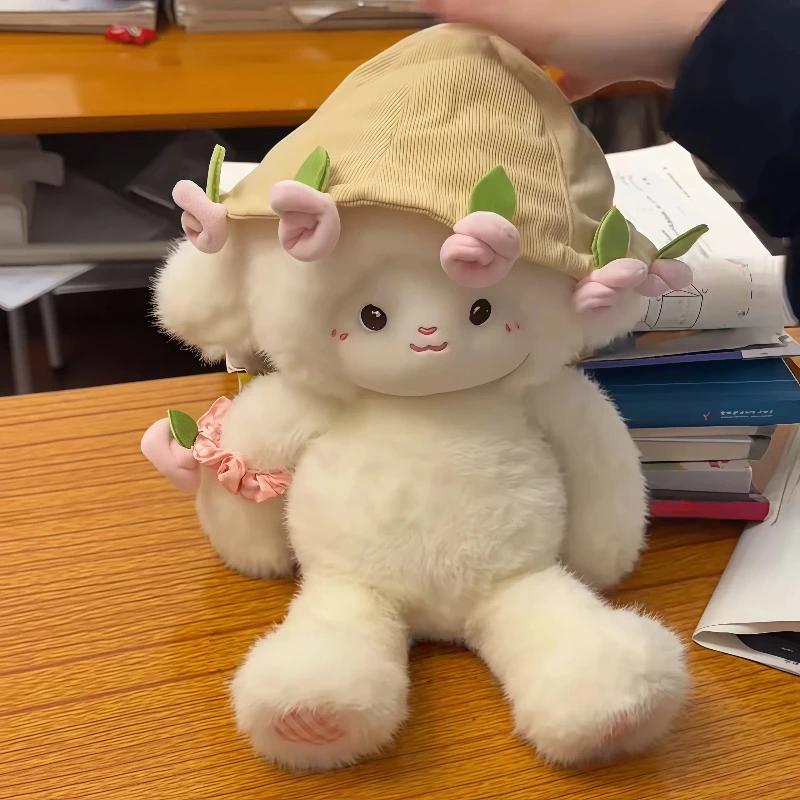 Peluche oveja magnética con sombrero rosa, abrazo tierno - imagen 3