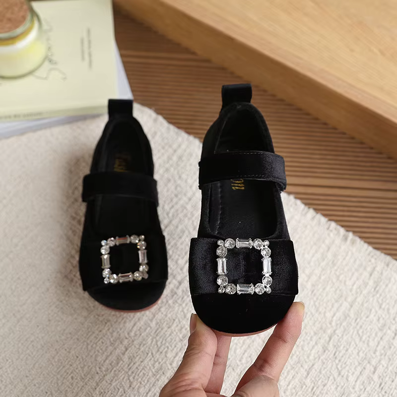 Zapatos planos de niña en ante nude con lazo y hebilla cuadrada - imagen 2