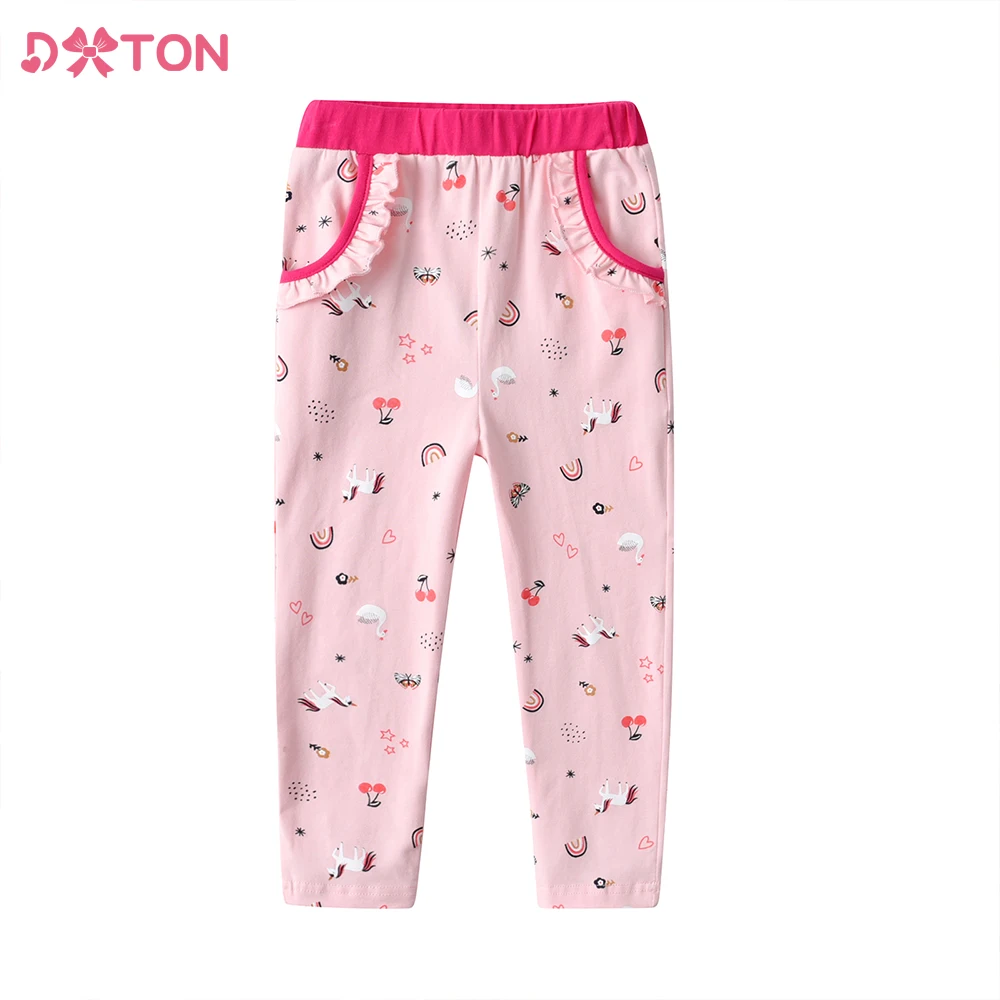 DXTON Mallas ajustadas de algodón para niñas con estampado floral - imagen 2