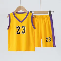 Conjunto deportivo infantil sin mangas con cuello V y pantalón corto