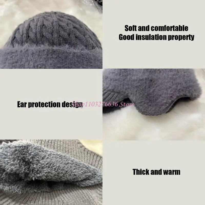 Gorro de punto con orejeras y forro polar en diferentes ángulos