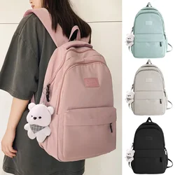 Mochila escolar color liso versátil para niñas de secundaria